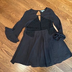 Black linen dress